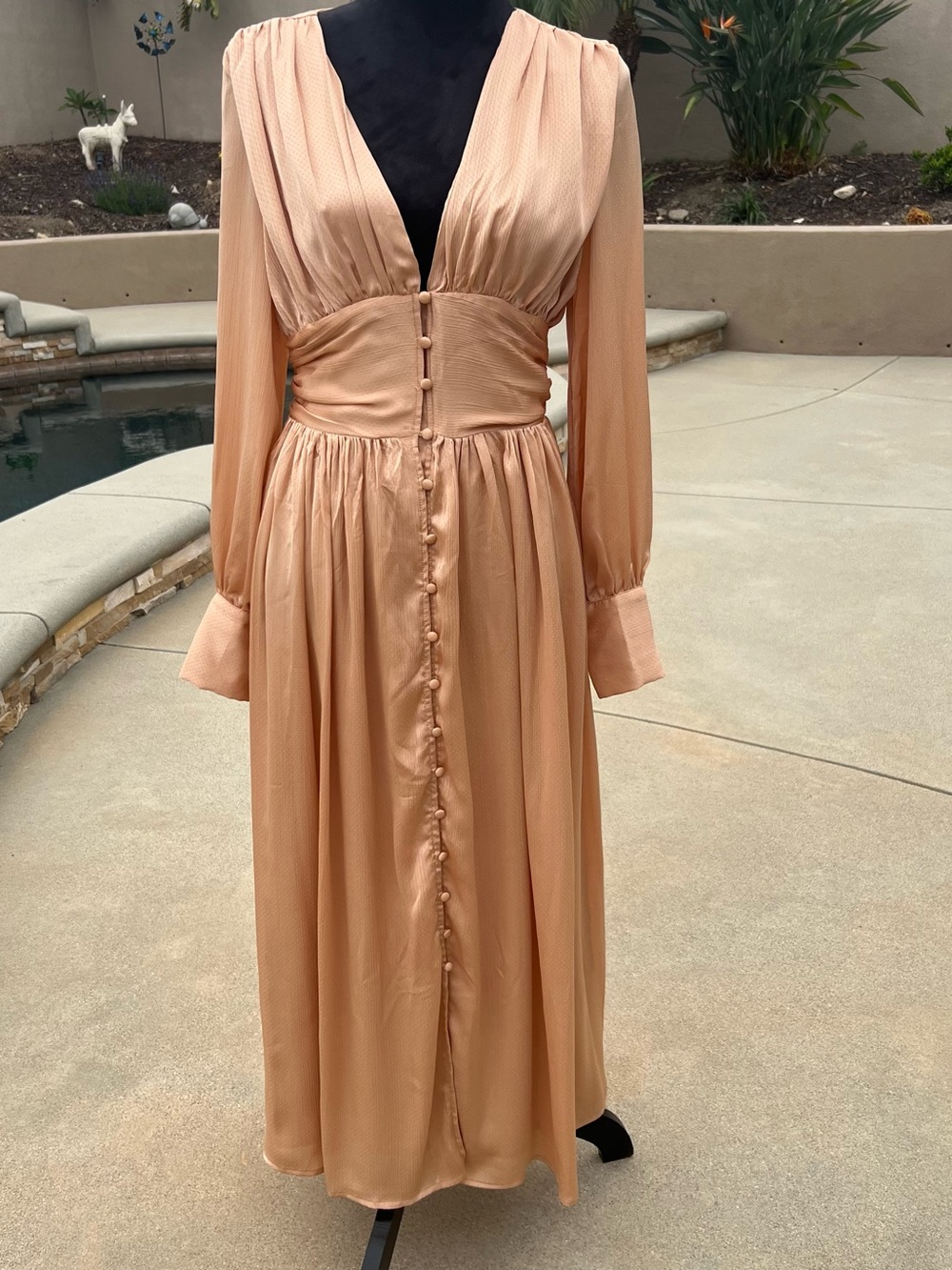 MOTF Peach Midi Dress with Button Front - Picture 11 of 17